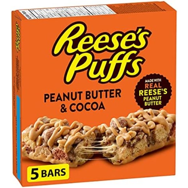 Reese Puffs Treats Peanut Butter & Cocoa Cereal Bars 120g/ 4.2oz Box Imported from Canada