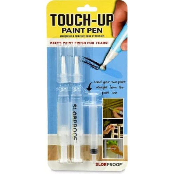 Slobproof Touch-Up Paint Pen | Fills with Any Paint for Color-Matched Touch Ups to Scuffed Walls and Trim | Keeps Paint Fresh Inside for at Least Seven Years | Includes Two Fine Brush-Tips, 2-Pack