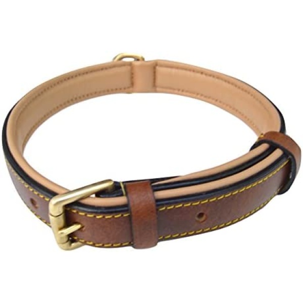 Soft Touch Collars Padded Leather Dog Collar Brown, Slimline Edition, Size Large