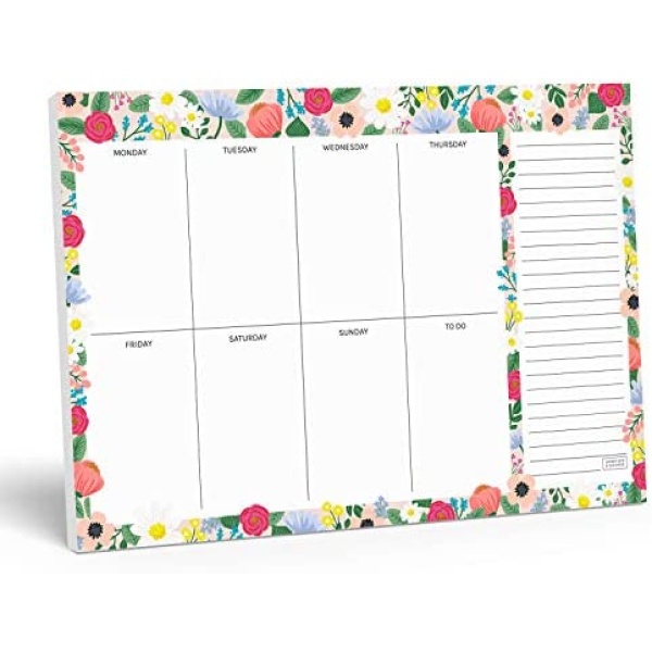 Sweetzer & Orange Floral Weekly Planner Notepad with Daily Planner Agenda Squares. 7x10" Day Planner 2023 - Student Planner, Work Planner and Checklist Note Pad