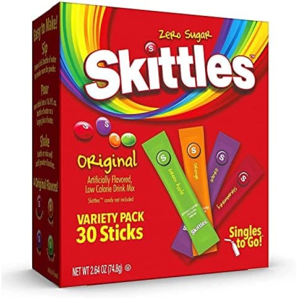 The Jel Sert Company Skittles Singles to Go Drink Mix Variety Pack, Sugar Free - 30 Sticks