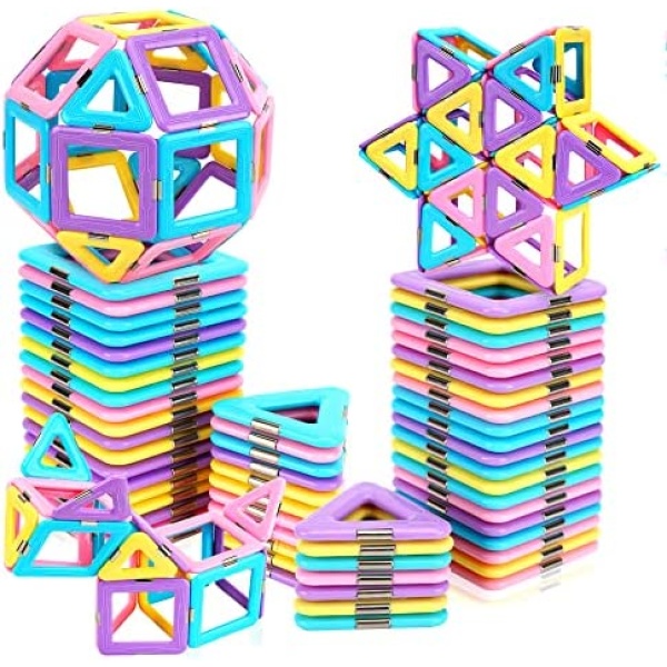 Upgraded Magnetic Tiles Toys for 3 4 5 6 7 8+ Year Old Toddlers Boys Girls, Magnetic Building Blocks Educational STEM Toys Gifts for Age 3-6 4-5 4-8 Kids Christmas Birthday