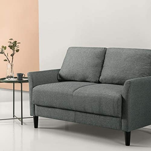Zinus Classic Upholstered 53.5in Sofa Couch / Loveseat, Grey Hint Green