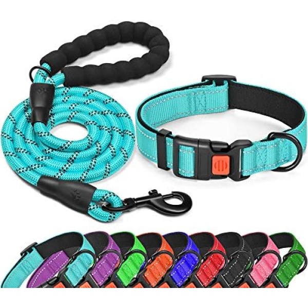 tobeDRI Reflective Nylon Dog Collar – Soft Neoprene Padded, Reflective and Adjustable - Dog Collars for Small Medium Large Dogs