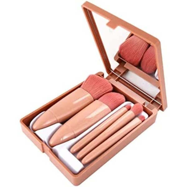 AUTOPICAMP Makeup Brush Set,5PCS Portable Premium Synthetic Foundation Make Up Brushes Tool set with Mirror Concealers Eye Shadows,Eyeliner Brushes