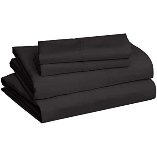 AmazonBasics Light-Weight Microfiber Sheet Set - Full, Black