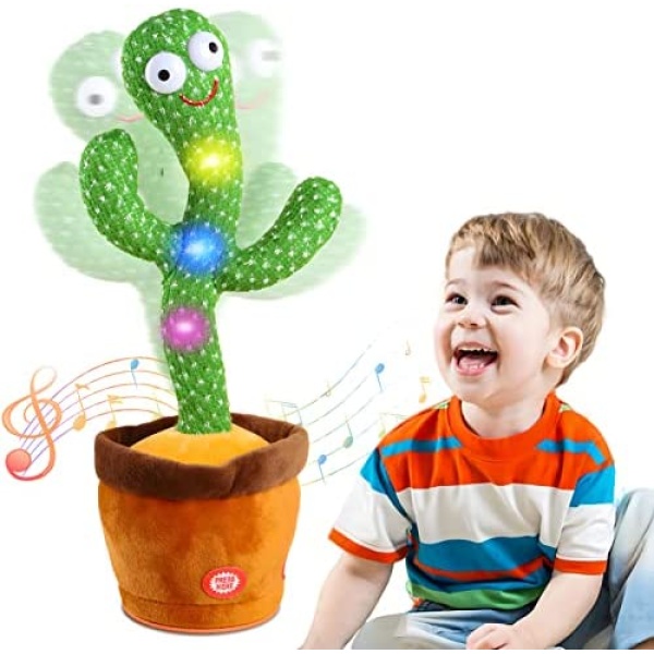 Baby Toys Dancing Talking Cactus for Boys Girls,Dancing Singing Talking Recording Mimic Repeating What You Say Cactus Toy with 120 English Songs Electronic Light Up Plush Cactus Give for Kids Gifts