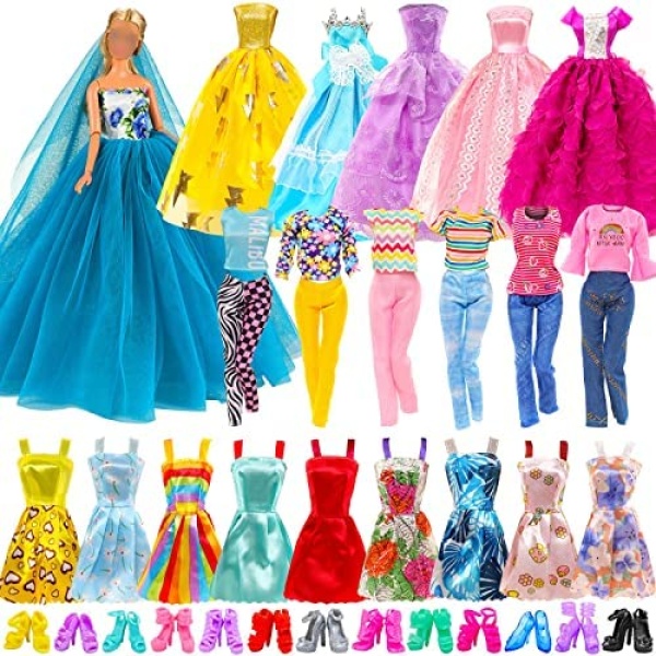 Barwa 3 Party Dress Gowns 2 Outfits 10 Mini Dresses 10 pcs Shoes Accessories for 11.5 Inch Girl Doll