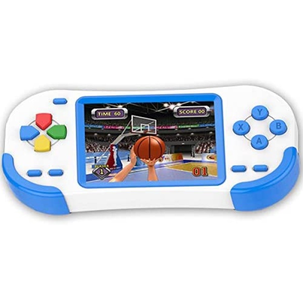 Beijue 16 Bit Handheld Games for Kids Adults 3.0'' Large Screen Preloaded 220 HD Modern Video Games Seniors Electronic Game Player for Boys Girls Birthday Xmas Present (White Blue)