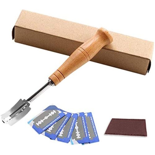 Bread Lame with 5 Replaceable Blades and Leather Protective Cover,Dough Scoring Tool for Professional Bakers,Sharp Bread Slashing Tool for Home Baking