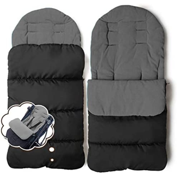 CZ-ING Pushchair Footmuff Baby Toddler Universal Baby Stroller Fleece Lined Snuggly Cosytoes Footmuff Universal Fitting for Pushchairs Strollers Prams Buggys Baby Joggers (Black)