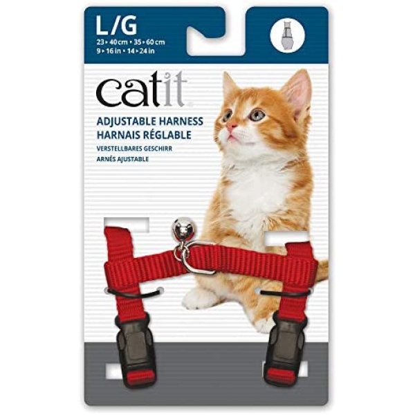 Catit Nylon Adjustable Cat Harness, Large, Red