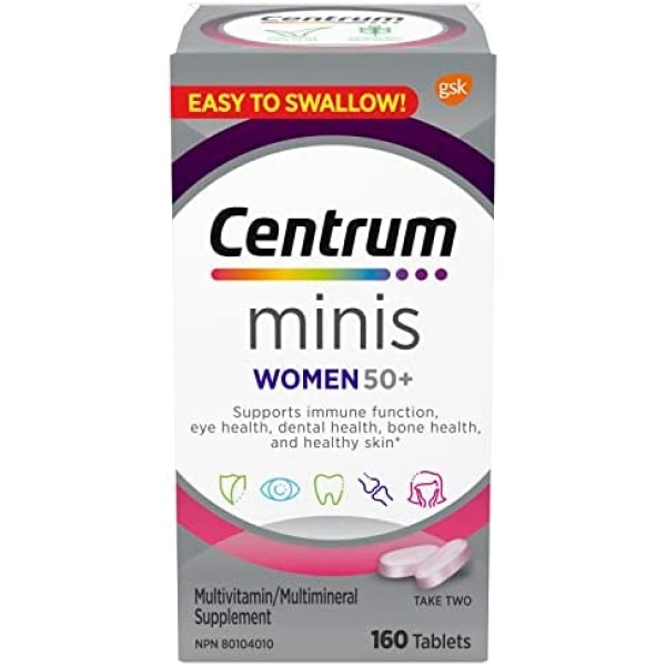 Centrum Women 50 Plus Multivitamins/Minerals Supplement for Women 50+, 160 Mini Tablets