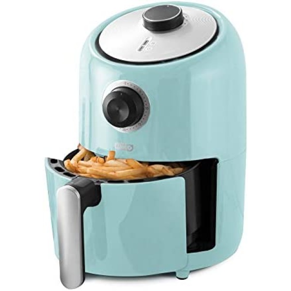 Dash Compact Air Fryer 1.2 L Electric Oven Cooker with Temperature Control, Fry Basket, Recipe Guide, Auto Shut off - Aqua