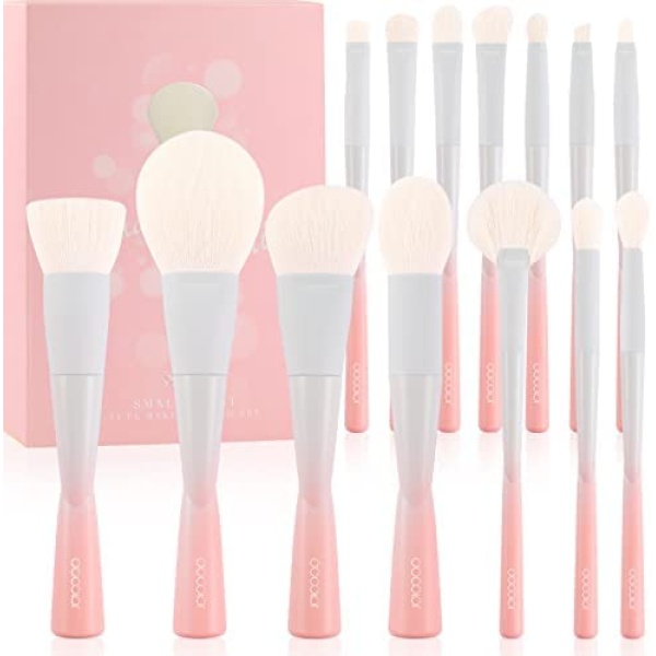 Docolor Makeup Brushes 14pc Small Waist Professional Makeup Brush Set Premium Gifts Kabuki Foundation Blending Face Powder Blush Contour Eye Shadows Eyebrow Eyeliner Make Up Brushes Tools Kit