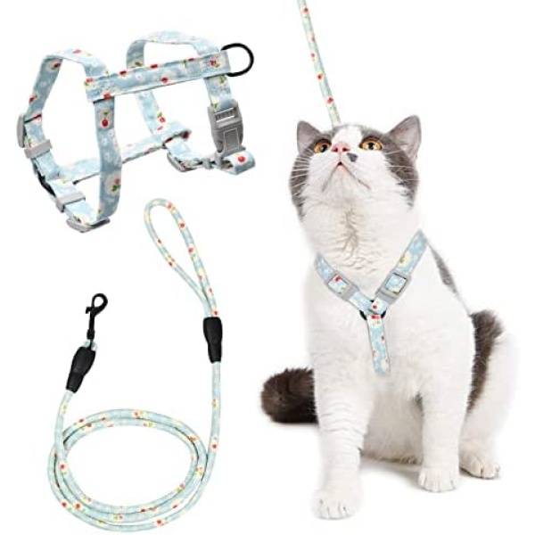 Doryum Cat Harness and Leash Set, Adjustable Cat Harness with Leash, Escape Proof Soft Pet Harness and Leash Kitten Vest Harness for Small Dog Cat Pet Outdoor Training Walking Running (M)