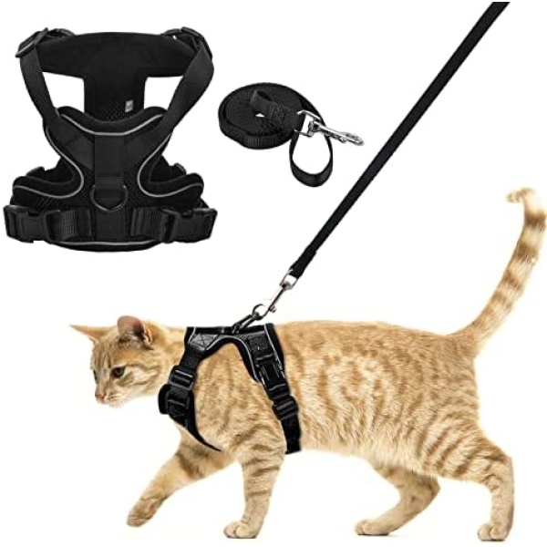 Doryum Cat Harness and Leash Set, Adjustable Harness with Reflective Strips, Escape Proof Soft Cat Vest and Lead for Small Dog Cat Pet Outdoor Training Walking Running (XS)