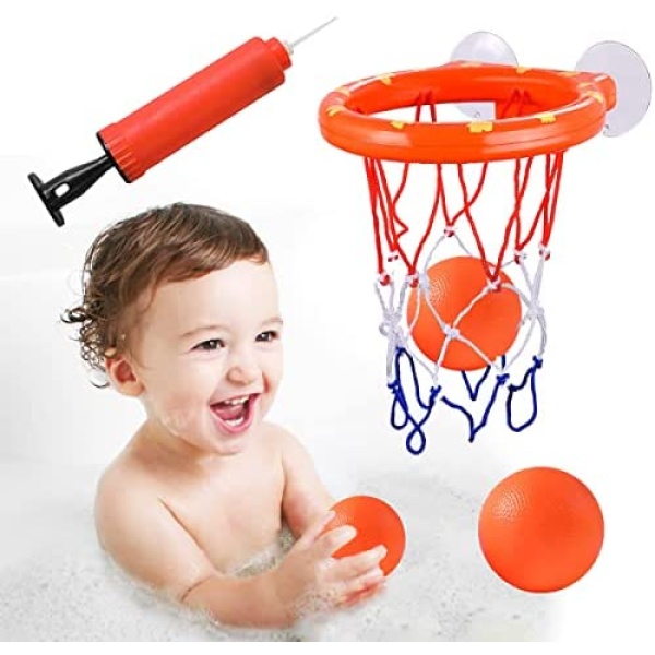 ENTHUR Bath Toy Fun Basketball Hoop & Balls Set for Boys and Girls Kid & Toddler Bath Toys Gift Set 3 Balls Included