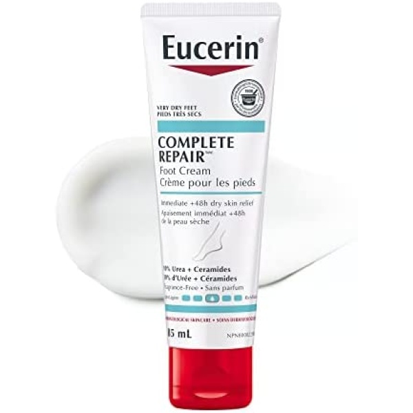 EUCERIN Complete Repair Moisturizing Foot Cream for Very Dry, Rough Skin | Feet Cream, 85mL | 10% Urea Cream | Ceramide Cream | Dry Skin Cream | Fragrance-free Cream | Non-Greasy Cream | Recommended by Dermatologists