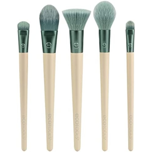 EcoTools Elements Limited Edition Super-Natural Face Makeup Brush Set, For Face, Cheek, and Eye Makeup, Ecofriendly Makeup Brushes, 5 Piece Set