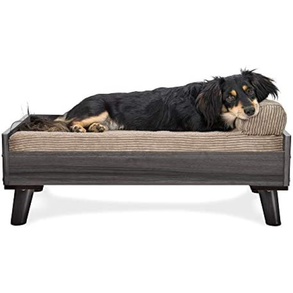 Furhaven Medium Mid-Century Modern Style Elevated Dog Bed Frame - Gray Wash, Medium