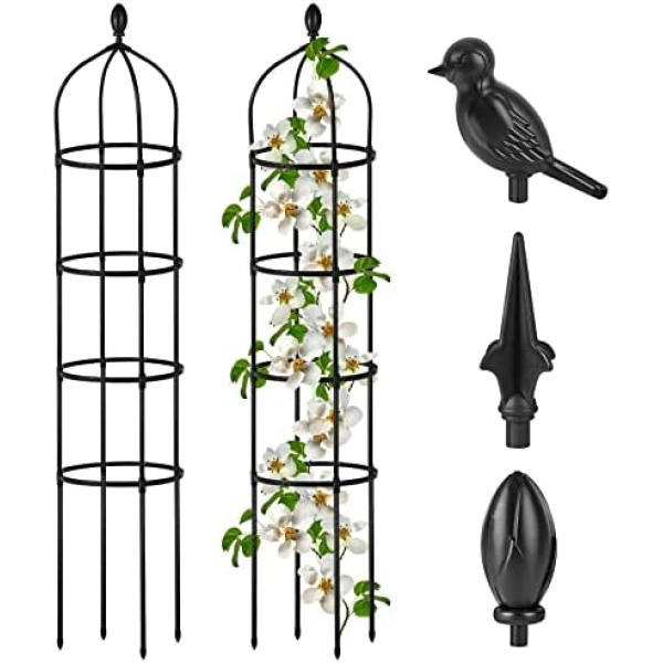 Garden Obelisk Trellis for Climbing Plants Outdoor 6 Ft Rose Bush Round Trellis for Pots Rustproof Metal Plant Flower Trellises for Clematis Vine Jasmine Support Outdoor Indoor