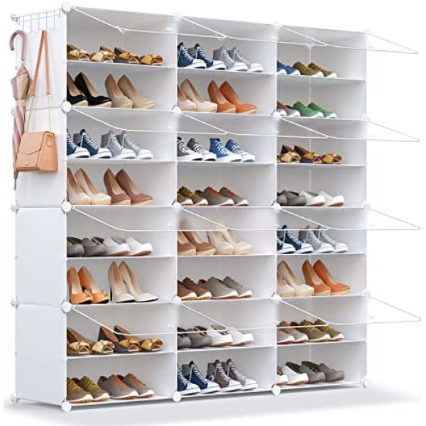 HOMICKER Shoe Rack,48 Pair Shoe Storage Cabinet with Door Expandable Plastic Shoe Organizer Shoe Shelves for Closet,Entryway,Hallway,Bedroom