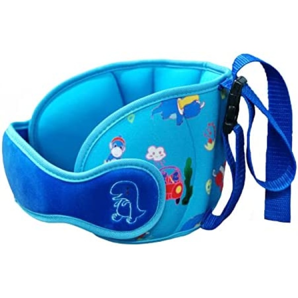 Inchant Breathable Baby Car Seat Head Support Band, Child Car Head Protector, Adjustable Head Holder For Toddler,Kid and Infant A Comfortable Sleep Solution, Blue Dinosaurs Head Rest Belt