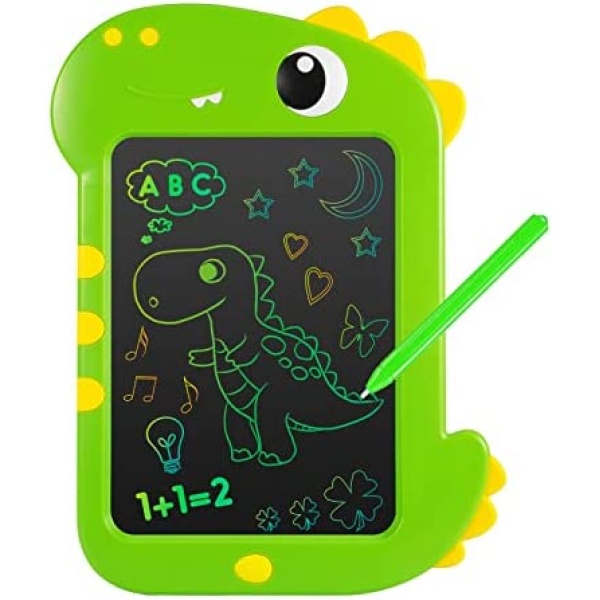 Kizplays LCD Writing Tablet for Kids,Dinosaur Colorful Drawing Board, 10-inch Writing Board for Kids with Screen Lock, Educational Learning Toys for 2 3 4 5 6 Years Old Boys and Girls (Grass Green)