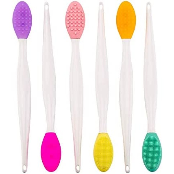 LUTER 6 pcs Silicone Exfoliating Lip Brush Double-Sided Soft Cleaning Beauty Tool for Smoother Skin and Lip Assorted Colors