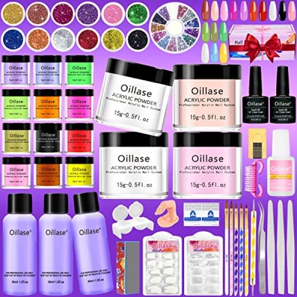 Large Acrylic Nail Kit Set Professional Acrylic with Everything, Nail Acrylic Powder for Beginners, Acrylic Nail Supplies Acrylic Nail Brush, Practice Hand for Acrylic Nails (Multicolor with everything)