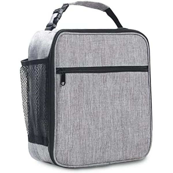 Lunch Bag for Men Women, Reusable Leakproof Adult Lunch Box, Small Lunch Bag Insulated, Boite a Lunch Homme, Suitable for Teens Boys, School, Teacher, Office, Work, Outdoor, Picnic, (Grey)