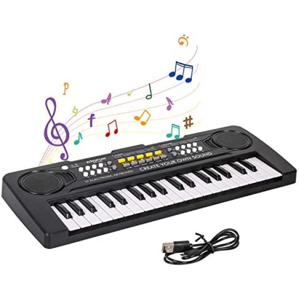 M SANMERSEN Kids Piano Keyboard, Music Pianos Keyboard 37 Keys with 4 Drums / Animals Sound Electronic Keyboards Toys for Beginners 3-8 Years Old Girls Boys Kids