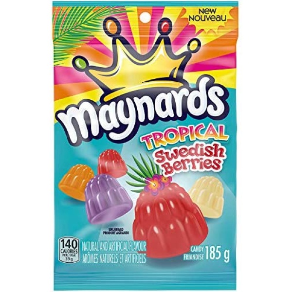 Maynards Gummy Tropical Swedish Berries 185g/6.5 oz, Imported from Canada}