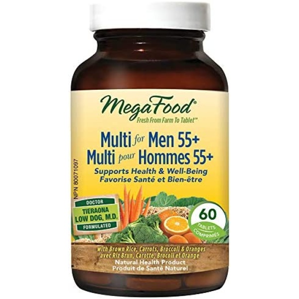 MegaFood Men's Daily Vitamins Multivitamins Mineral Supplements for Mens 50 Plus | Vitamins A C D3 E Selenium Zinc Potasium Magnesium Biotin Supplements for Adult Mens Over 50 and Over 55 Plus | 60 Tablets