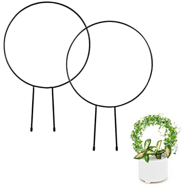 Metal Garden Trellis for Plant Climbing, 13.4inch Round Garden Potted Vine Support Trellis for Small Potted Plants Flowers Rose Vine (2pcs)