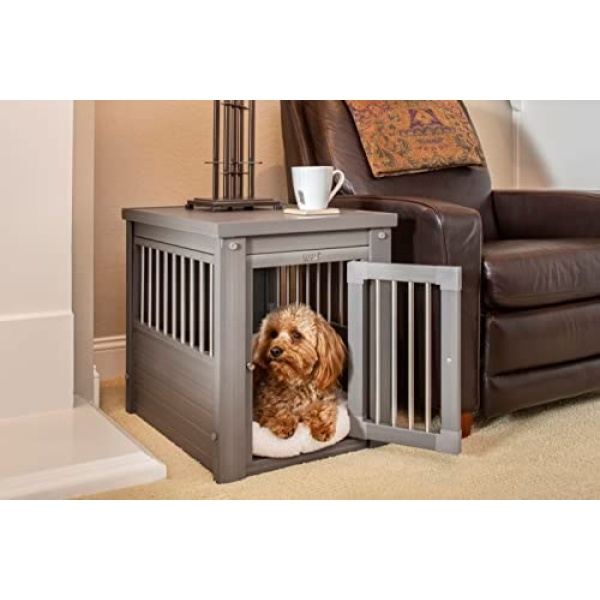 New Age Pet ECOFLEX Dog Crate End Table with Spindles; Grey Small, EHHC405S-ROCKY