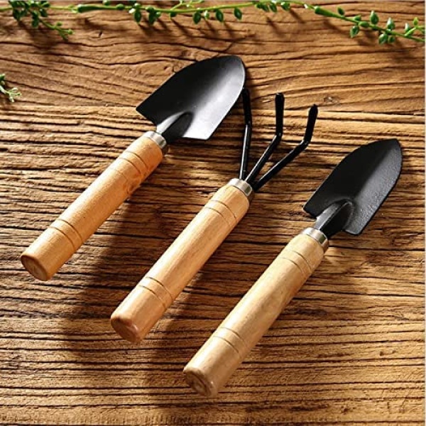 OFKPO 3 PCS Mini Gardening Hand Tools Set, Shovel Rake Spade for Small Flower Plants