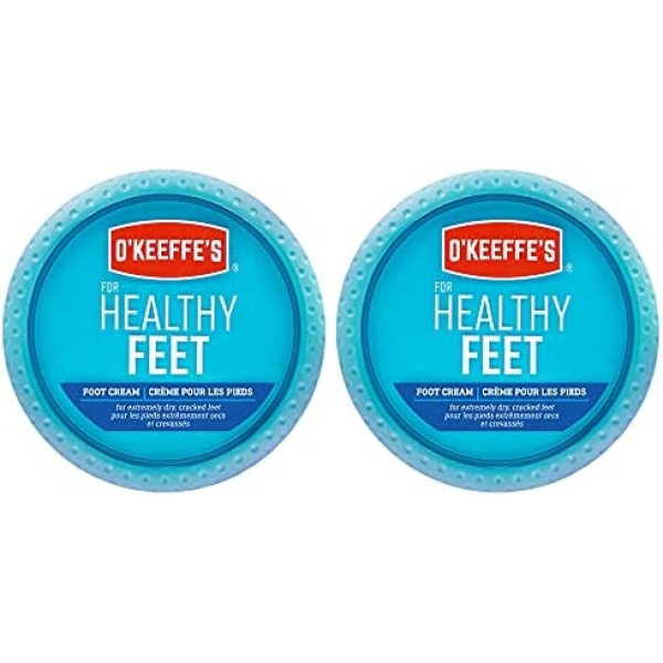 O'Keeffe's Healthy Feet Foot Cream, Healing Moisturizer, Relieves and Repairs Extremely Dry Cracked Feet, Instantly Boosts Moisture Levels, Two 3.2oz/90.7g Jars, (Pack of 2) 108484 White