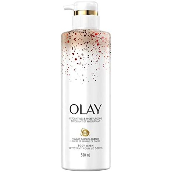 Olay Exfoliating & Moisturizing Body Wash With Sugar, Cocoa Butter, & Vitamin B3, 17.9 Fl Oz, 4.673 Lb