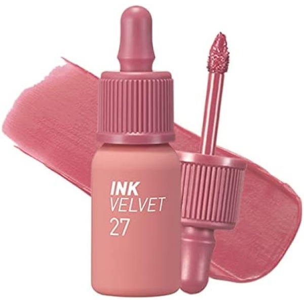 Peripera Ink the Velvet Lip Tint | High Pigment Color, Longwear, Weightless, Not Animal Tested, Gluten-Free, Paraben-Free | 0.14 fl oz (027 STRAWBERRY NUDE)