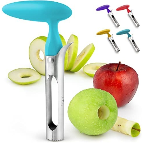 Premium Apple Corer - Easy to Use Durable Apple Corer Remover for Pears, Bell Peppers, Fuji, Honeycrisp, Gala and Pink Lady Apples - Stainless Steel Best Kitchen Gadgets Cupcake Corer - Zulay Blue