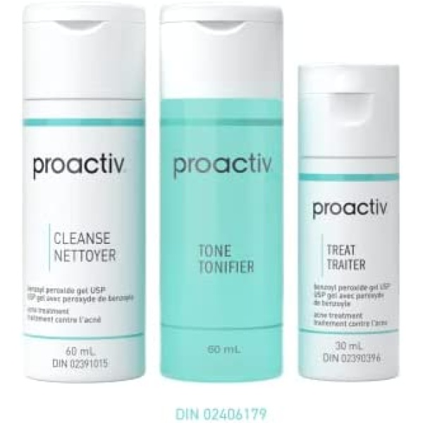 Proactiv 3 Step Acne Treatment - Benzoyl Peroxide Face Wash, Repairing Acne Spot Treatment For Face And Body, Exfoliating Toner - 30 Day Complete Acne Skin Care Kit