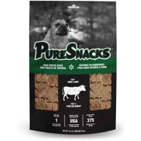 PureSnacks 2PS410BL4 Beef Liver Freeze-Dried Treats for Dogs, 14.4oz/ 410g | Super Value Size, 1 Piece, brown