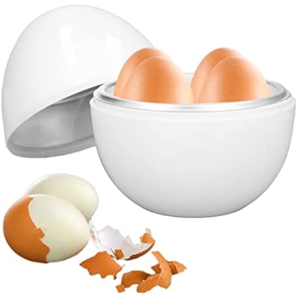 Rapid Egg Cooker for Hard Boiled, ABS Material Hard Boiled Egg Cooker 4 Eggs Capacity Egg Shape Microwave Function Egg Boiler for Hard Boiled Poached Eggs Dumplings