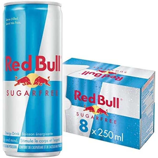 Red Bull Energy Drink, Sugar Free, 250ml (8 pack)