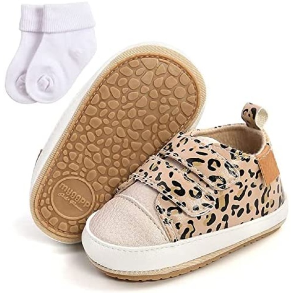 SHAGMTLI Baby Boys Girls Shoes Toddler Baby PU Sneakers Anti-Slip Sole Walking Shoe Fashion Casual Pre-Walkers for 0-18 Months with Sock