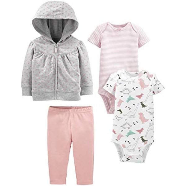 Simple Joys by Carter's Baby Girls' 4-Piece Fleece Jacket, Pant, and Bodysuit Set