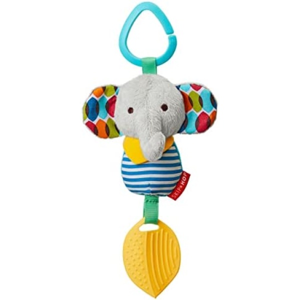 Skip Hop Bandana Buddies Baby Activity Chime & Teether Stroller Toy Stocking Stuffers, Elephant