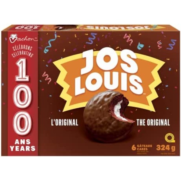 VACHON The Original Jos Louis Cakes with Layers of Sponge Cake, Creamy Filling and Chocolatey Coating, Delicious Dessert and Snack, Contains 6 Count (Pack of 1) Individually Wrapped Cakes, 324 Grams